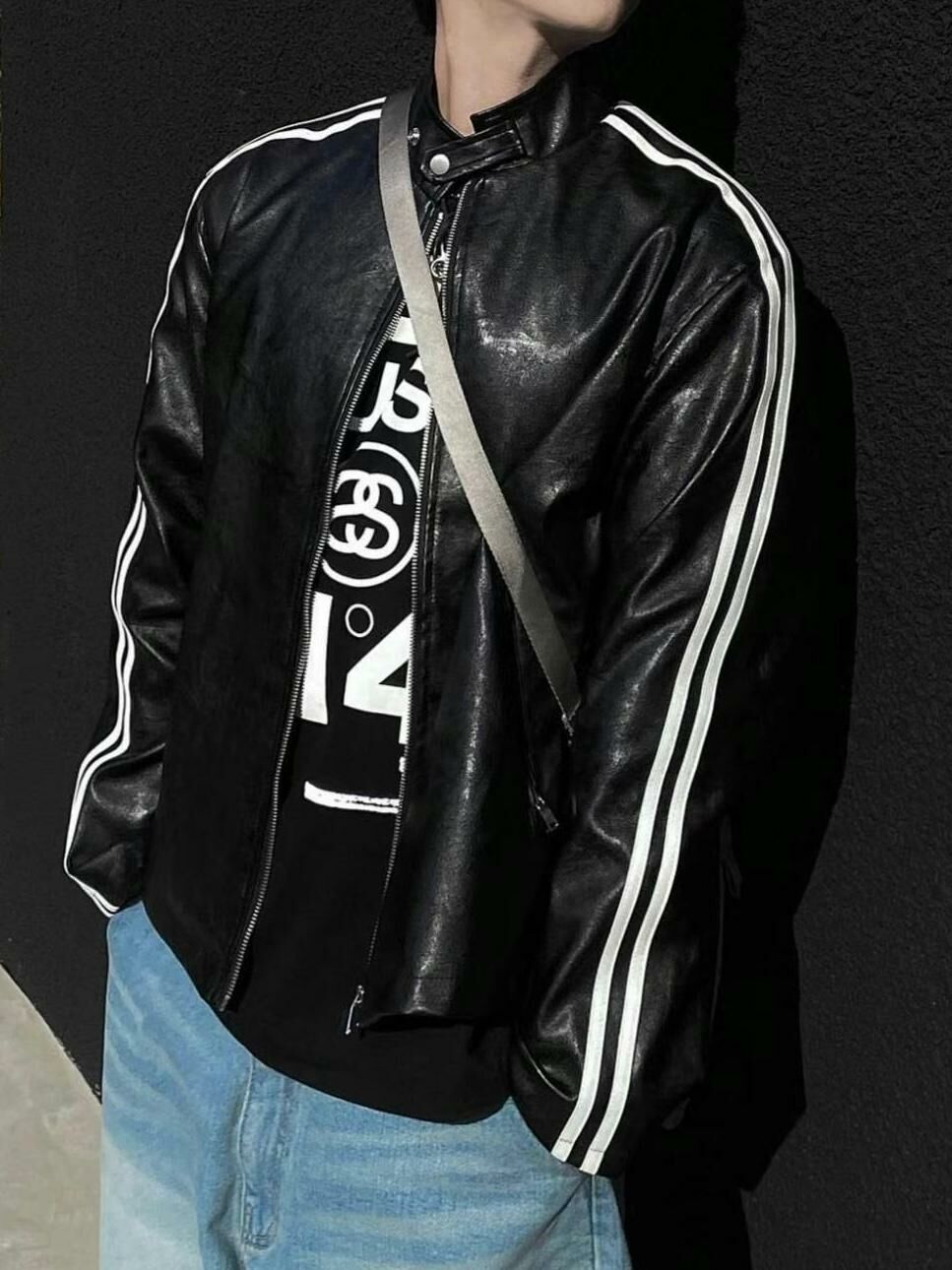 企領雙間拉鍊合成皮褸 BANYA-014JK