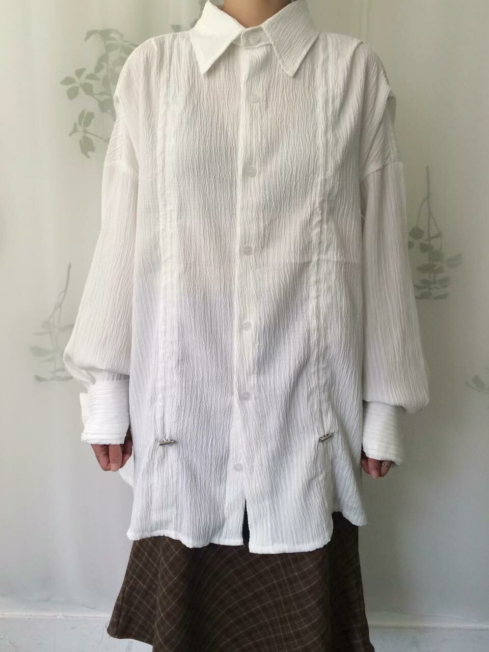 淨色暗紋長袖恤衫 S2283