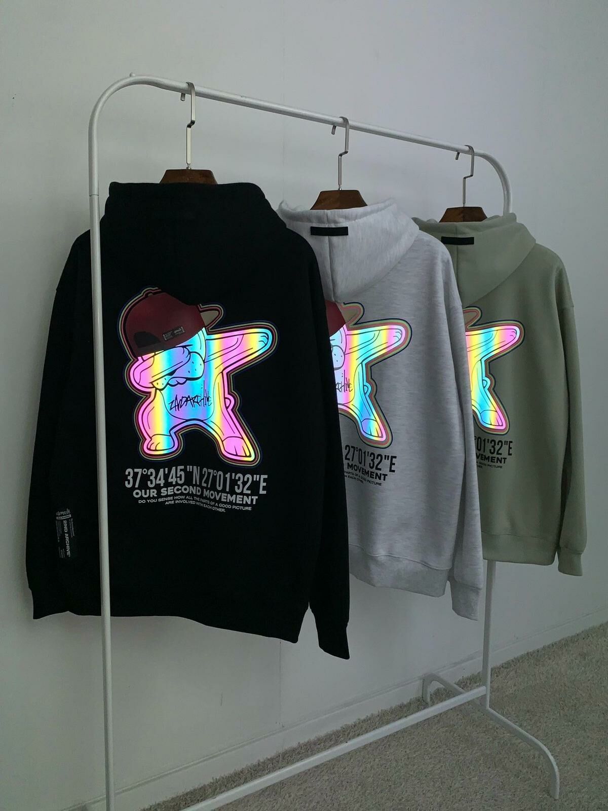 3M反光狗仔圖案英文字連帽衛衣(薄抓毛底) 2nd-187T