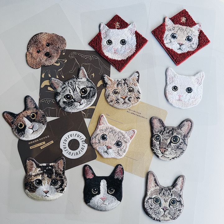 胖達貓大頭 貓咪刺繡貼紙｜ Sin意工作室