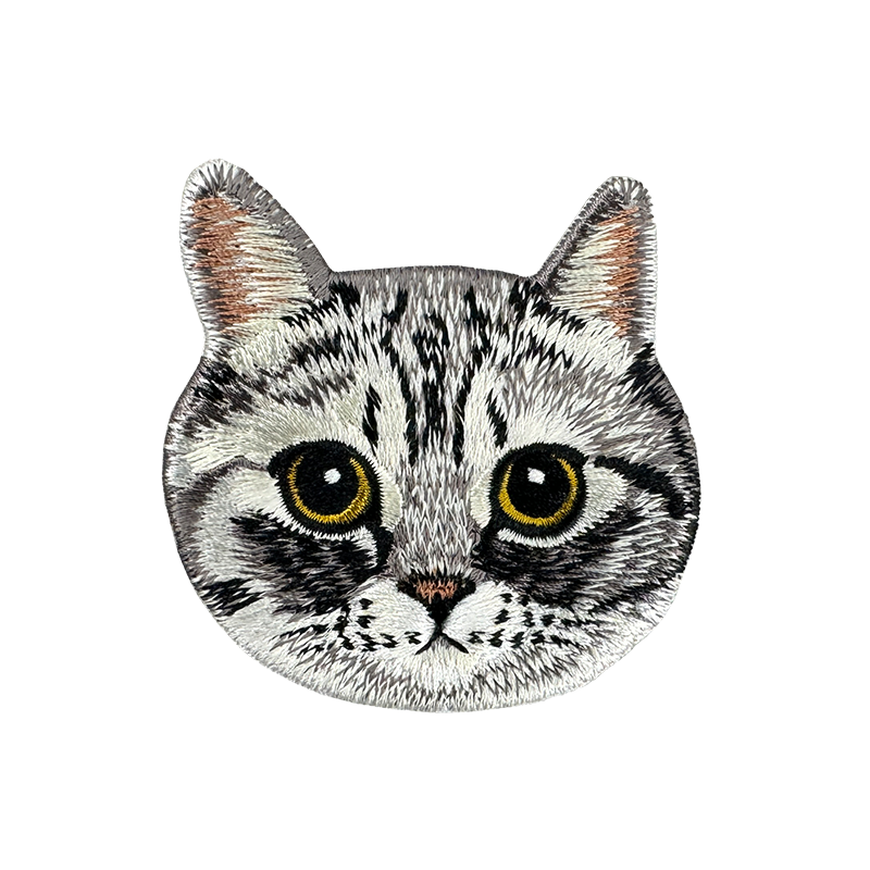 胖達貓大頭 貓咪刺繡貼紙｜ Sin意工作室