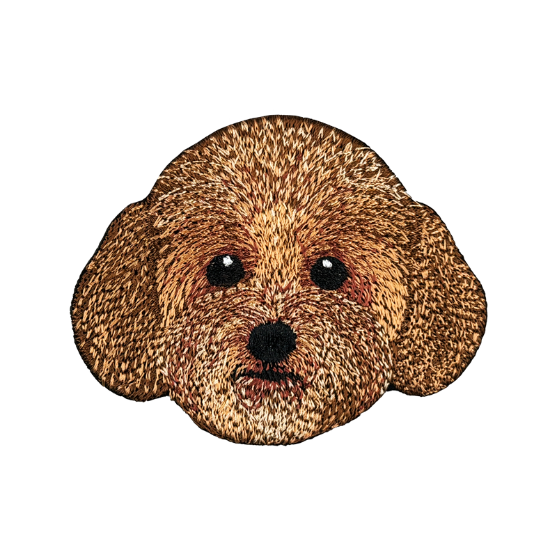 紅貴賓 大頭 狗狗刺繡貼紙｜ Sin意工作室