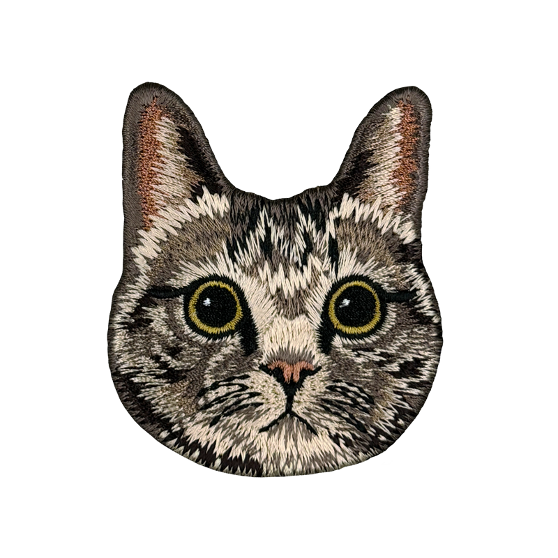 小寶虎斑貓大頭 貓咪刺繡貼紙｜ Sin意工作室