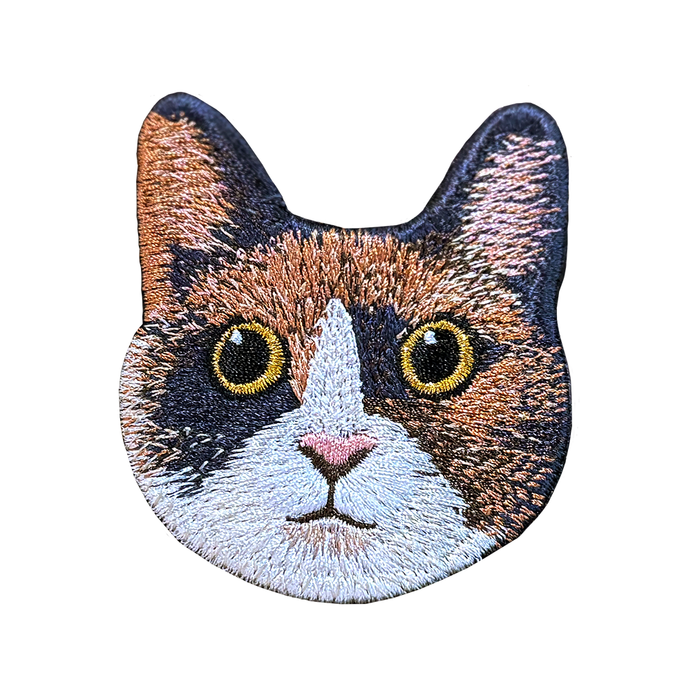 黃眼三花貓大頭 貓咪刺繡貼紙｜ Sin意工作室