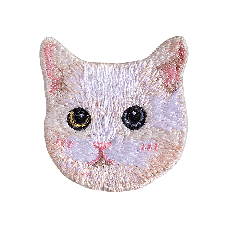 白貓大頭 貓咪刺繡貼紙｜ Sin意工作室