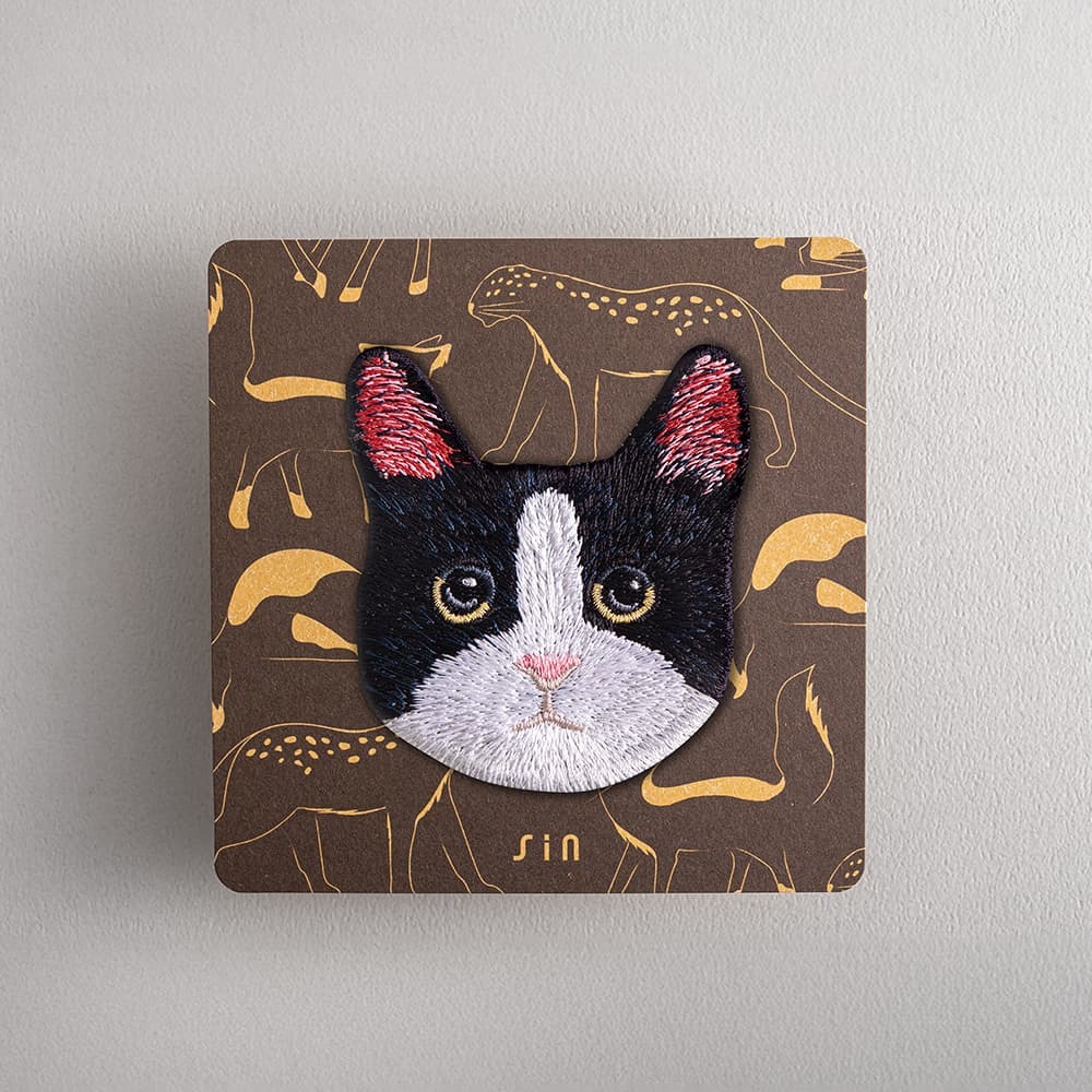 賓士貓大頭 貓咪刺繡貼紙｜ Sin意工作室