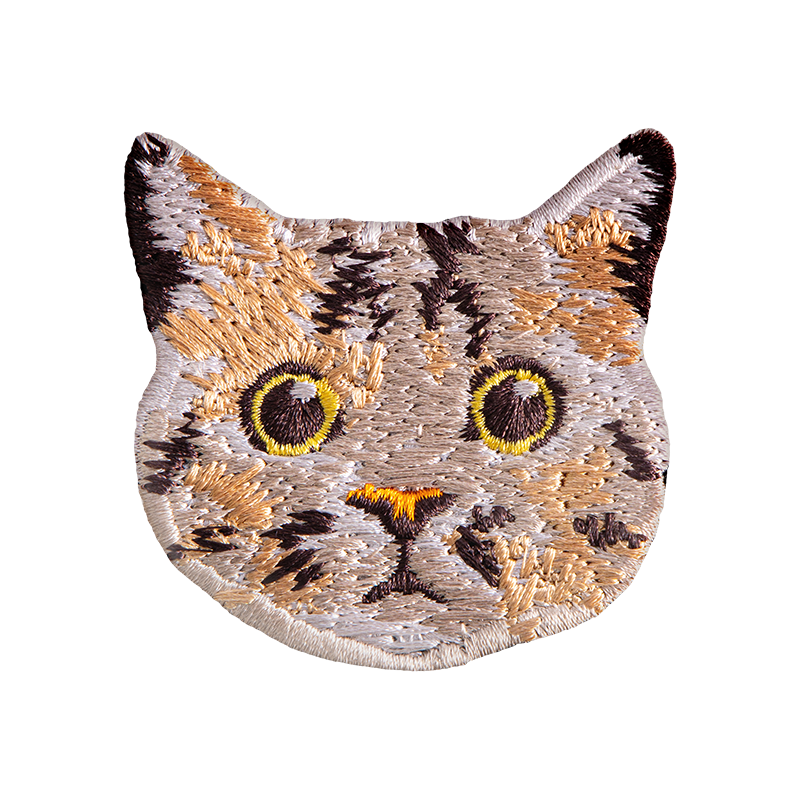 黃眼花貓大頭 貓咪刺繡貼紙｜ Sin意工作室
