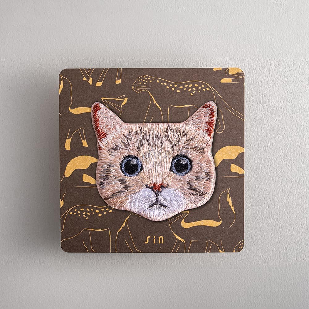 藍眼花貓大頭 貓咪刺繡貼紙｜ Sin意工作室