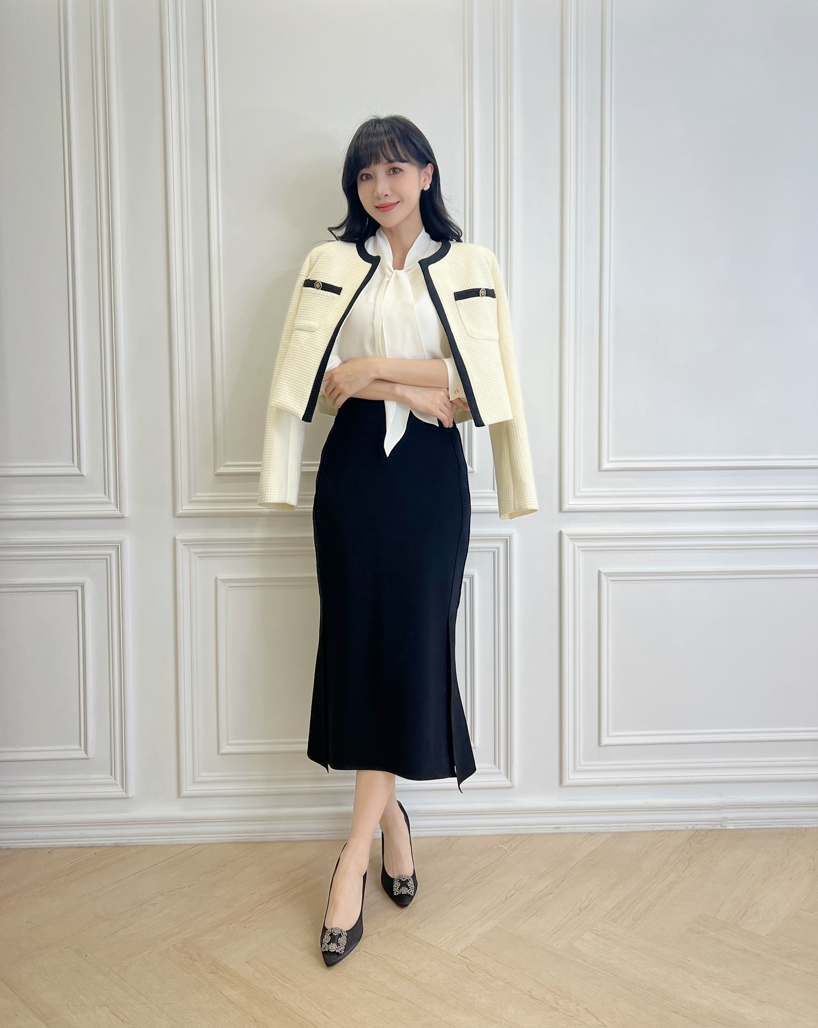 彈性下擺雙開衩魚尾裙