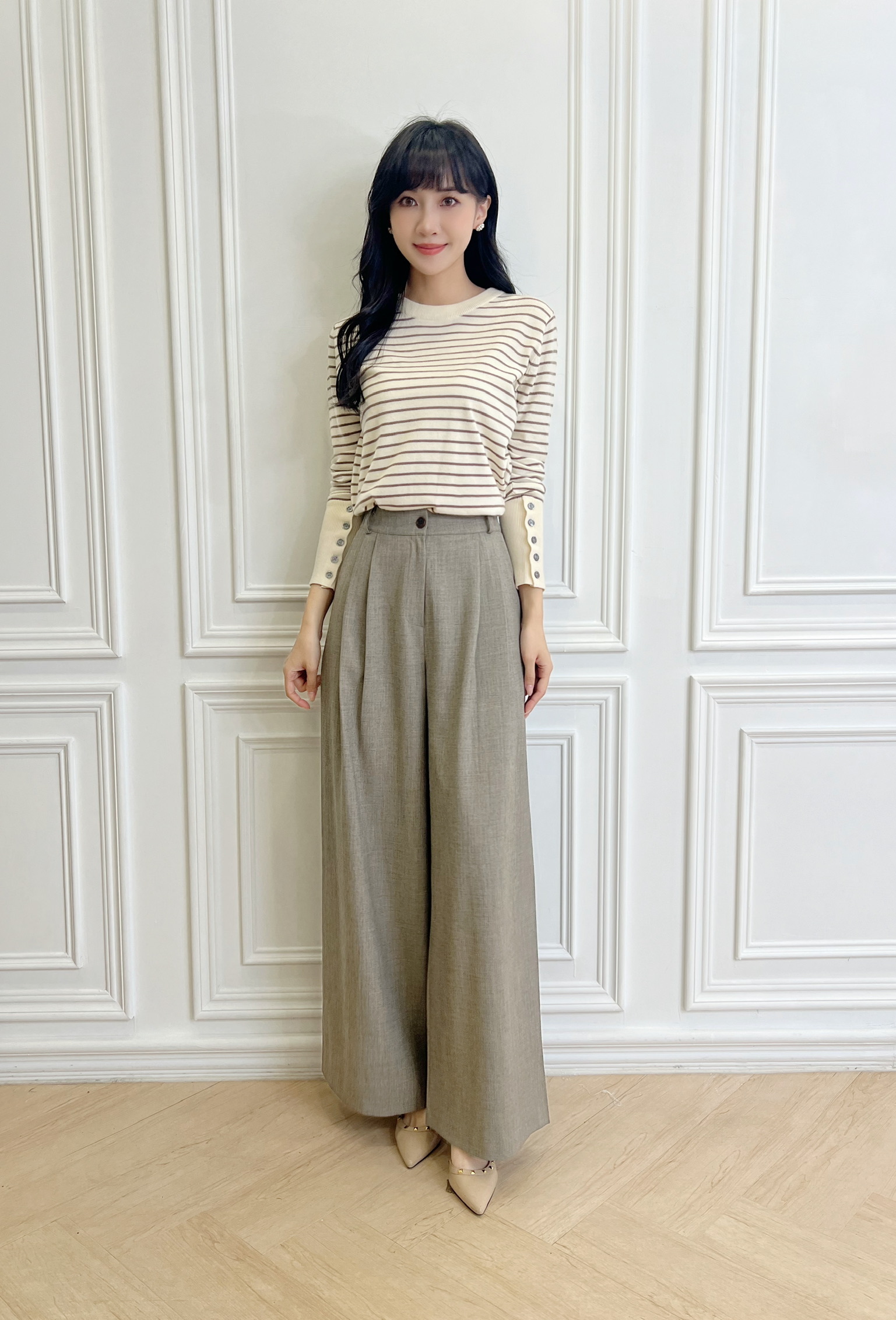 氣質織紋直筒褲