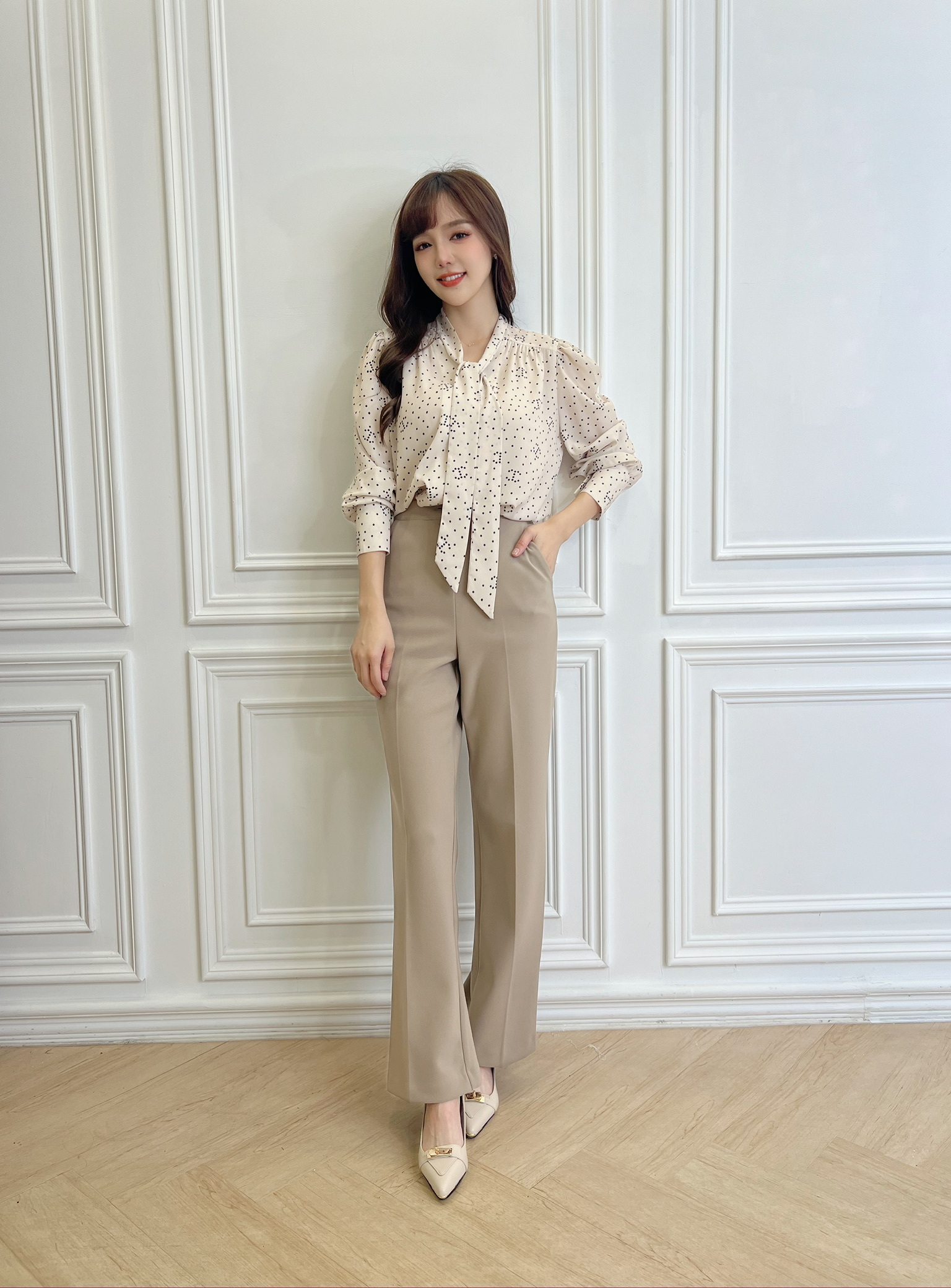 俐落單釦修身西裝褲