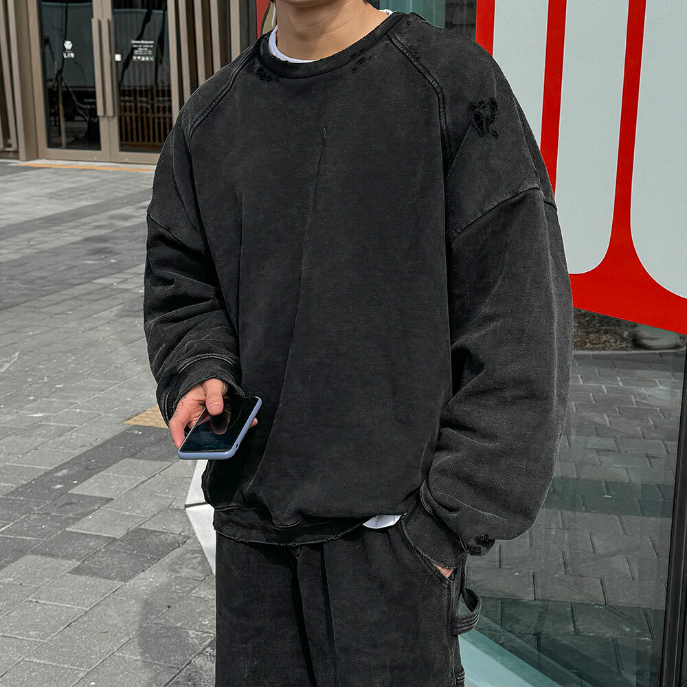 重磅水洗破壞大學T