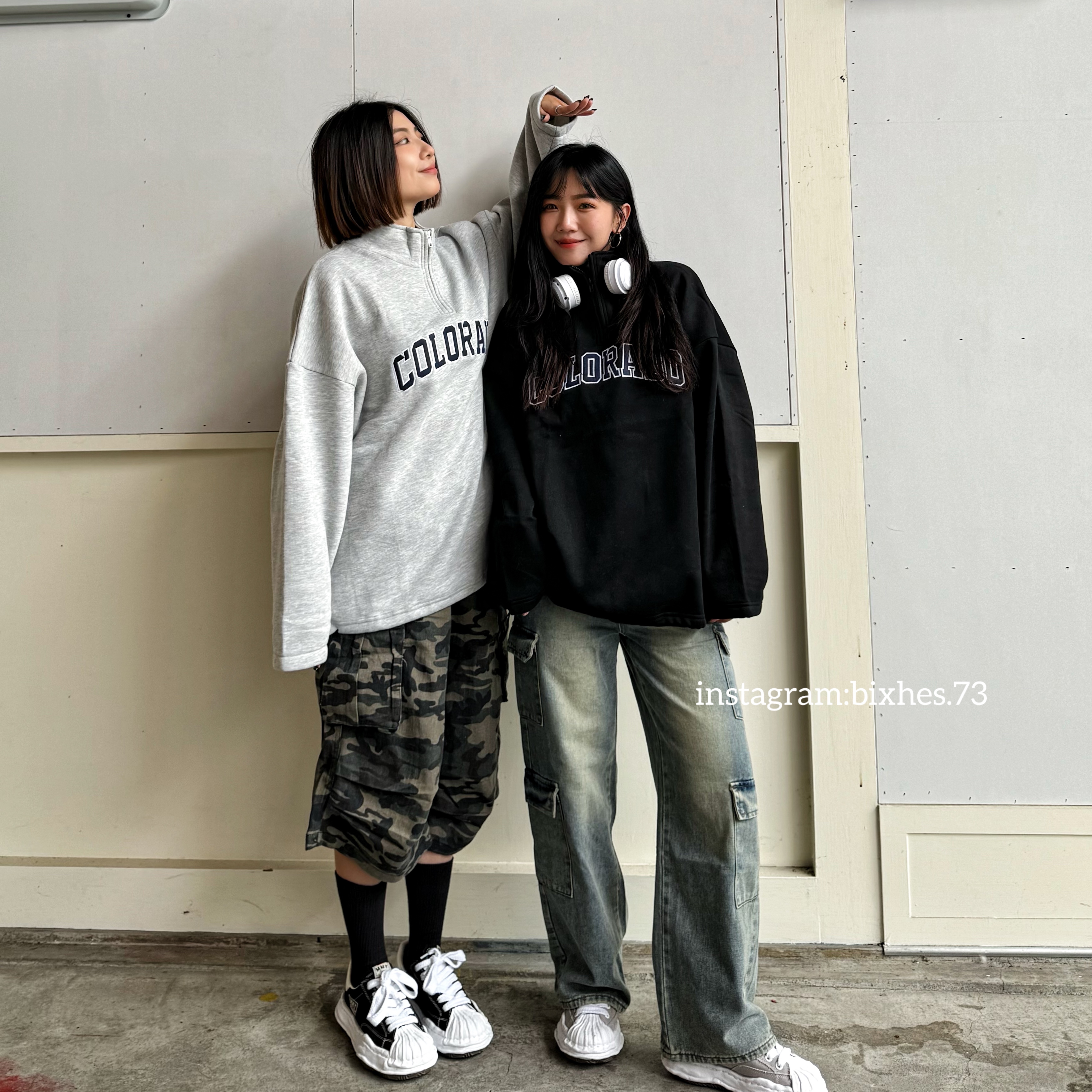 立領刺繡抽繩大學T(B00098)