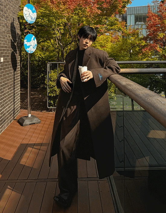 挺拔手工羊毛長版大衣