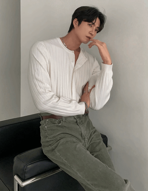 亨利領羅紋圓領針織衫