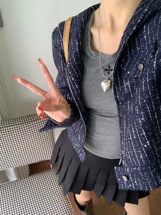 小香風短版連帽外套-預購