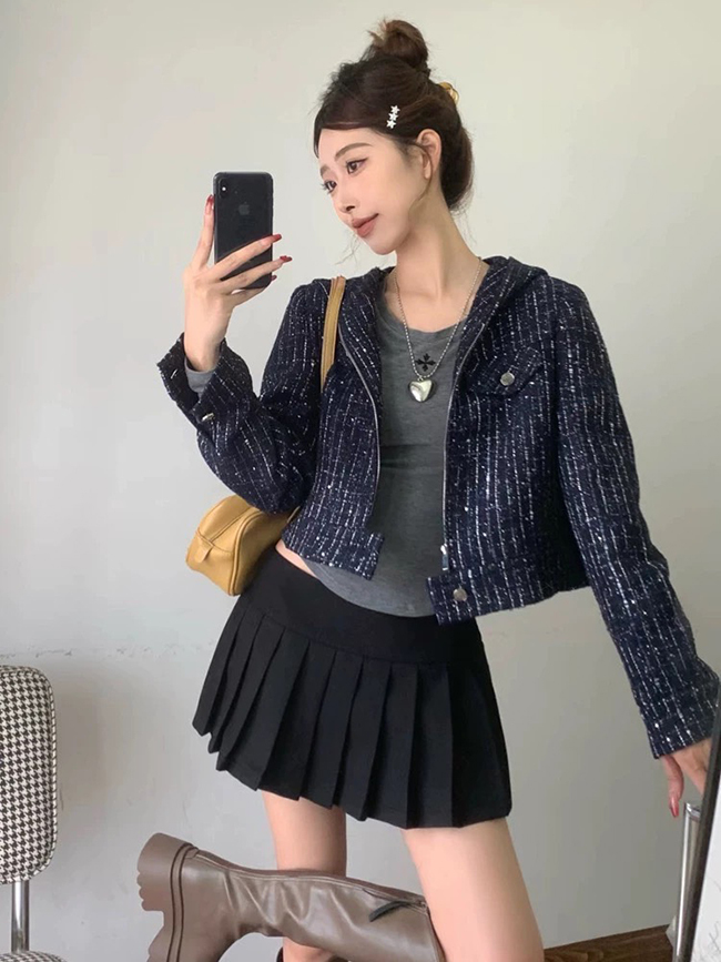 小香風短版連帽外套-預購