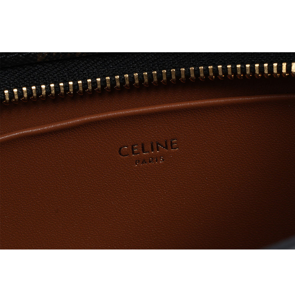 【CELINE】TILLY 凱旋標誌帆布及小牛皮彎月包/肩背包(棕褐色)115702CUZ.04LU