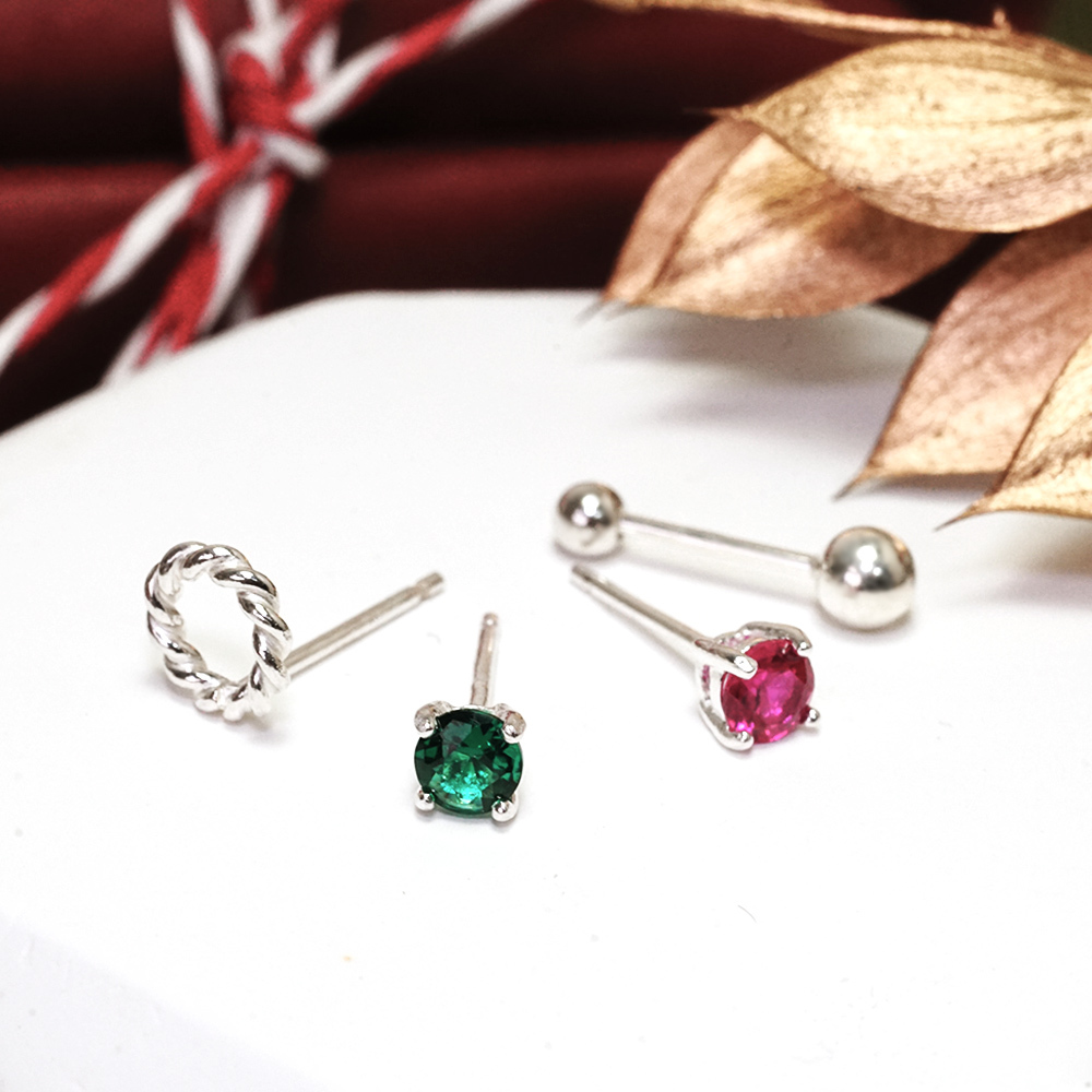 聖誕Dress code 純銀耳環組 耶誕節祝福 聖誕禮物 交換禮物