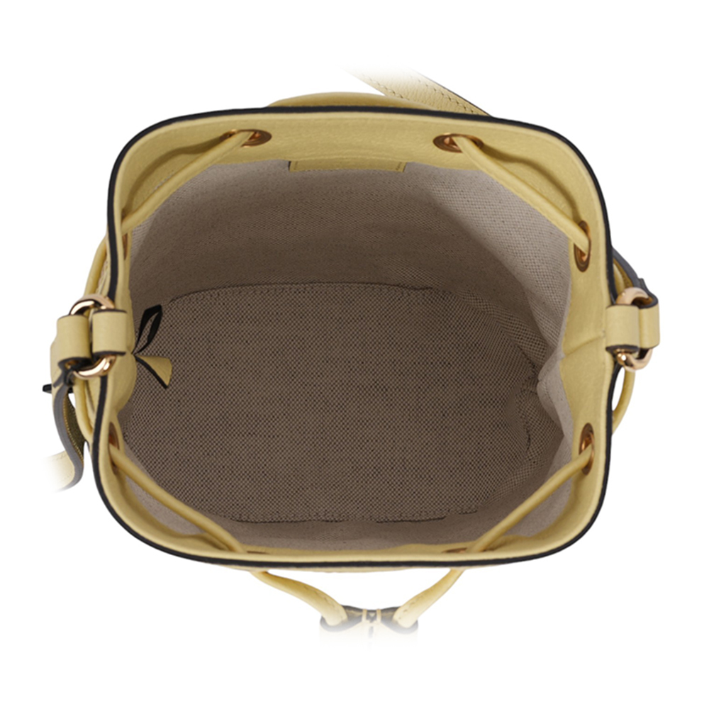 【GUCCI】Jumbo GG Logo Ophidia 水桶斜背包(Mini)(駝色/香蕉黃)550620 UKMBG 8480