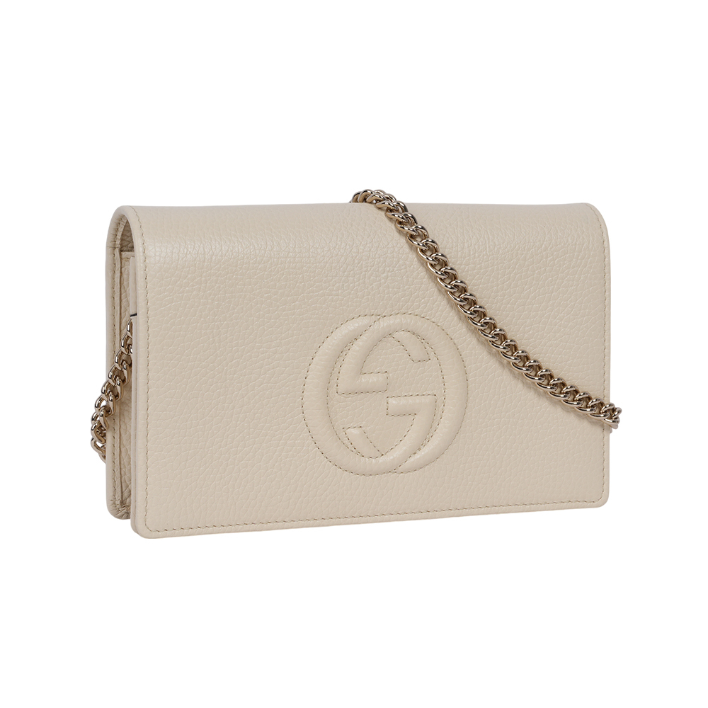 【GUCCI】SOHO 系列牛皮皮夾式手拿/鍊包(白色)598211 A7M0G 9522