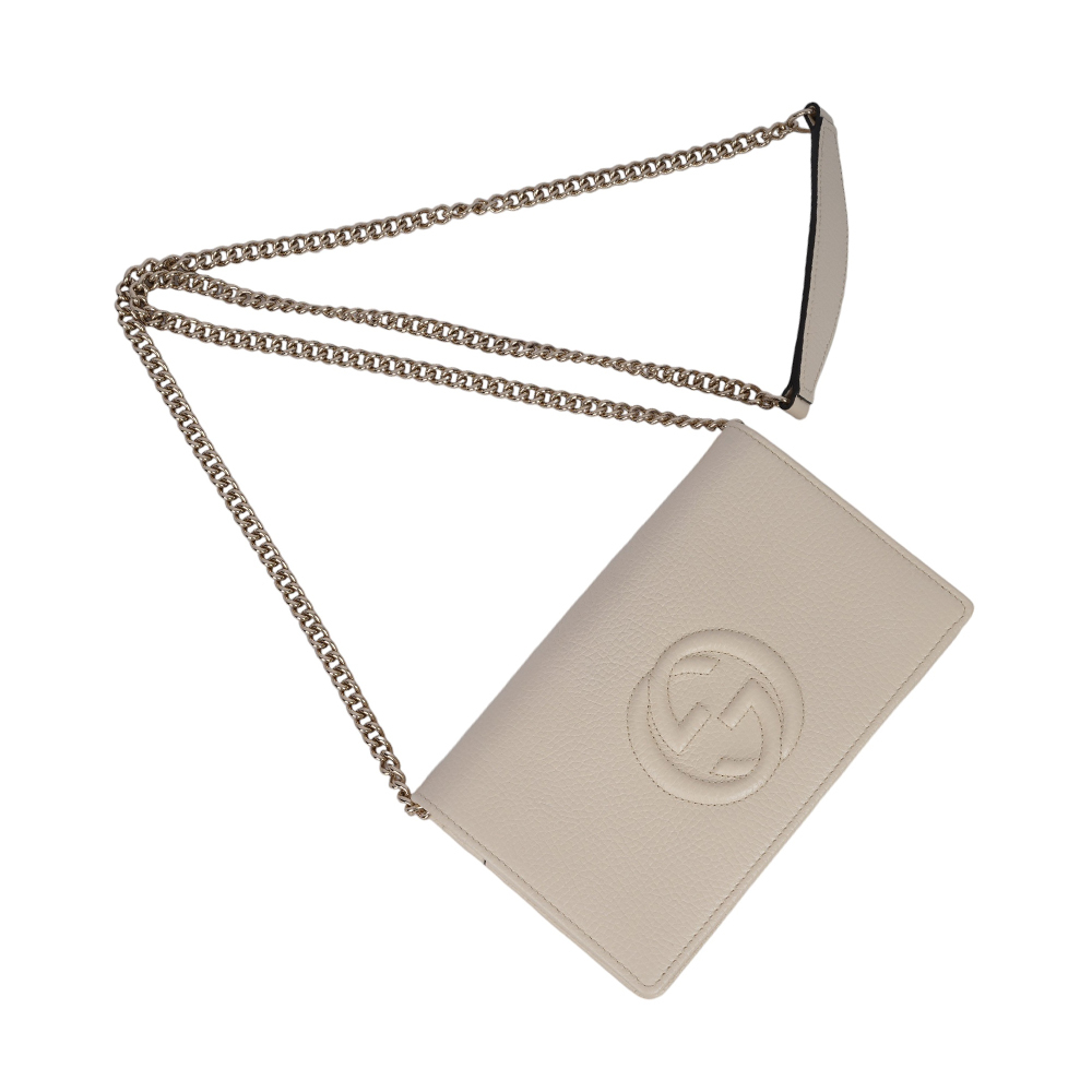 【GUCCI】SOHO 系列牛皮皮夾式手拿/鍊包(白色)598211 A7M0G 9522