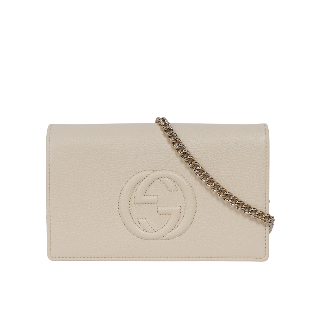 【GUCCI】SOHO 系列牛皮皮夾式手拿/鍊包(白色)598211 A7M0G 9522