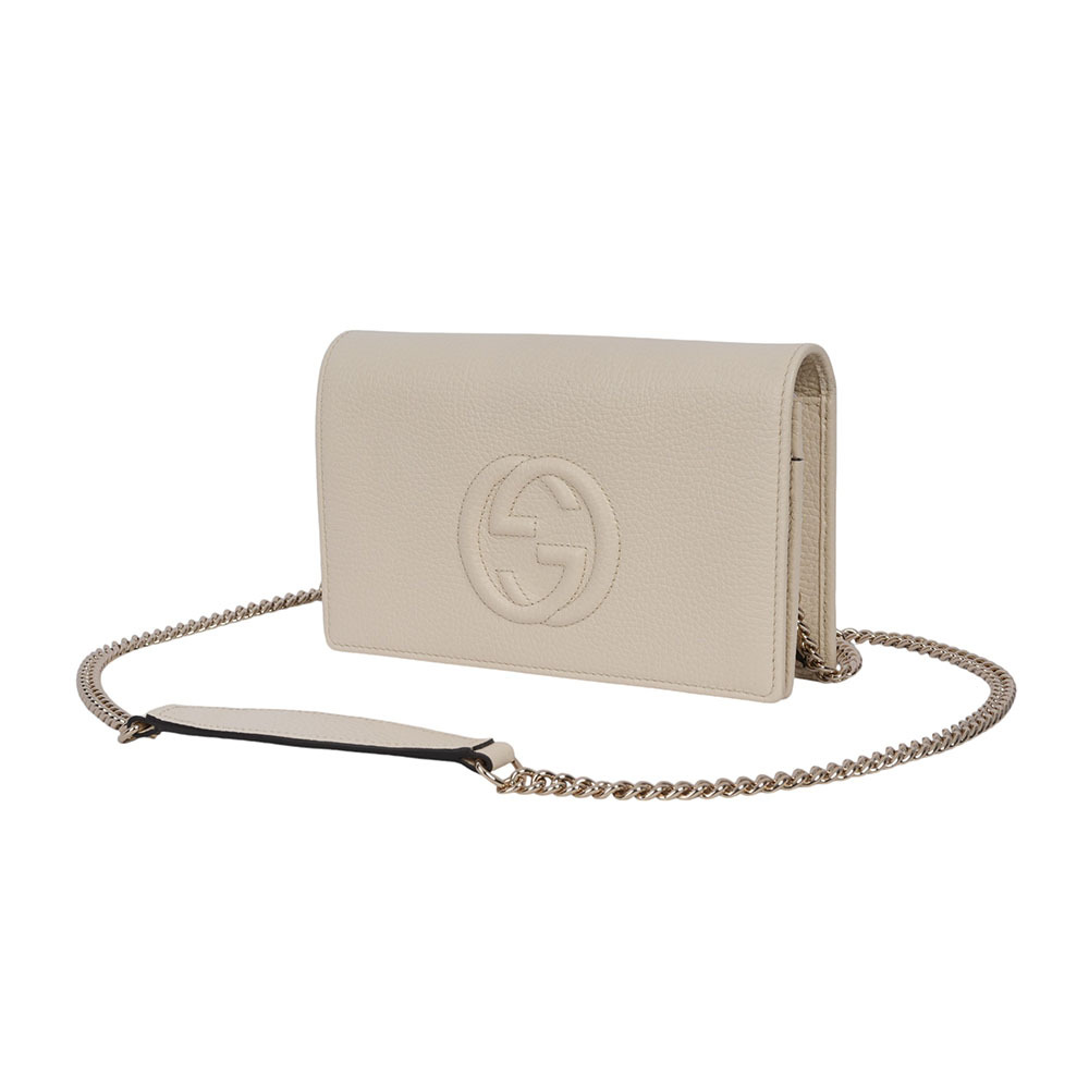 【GUCCI】SOHO 系列牛皮皮夾式手拿/鍊包(白色)598211 A7M0G 9522