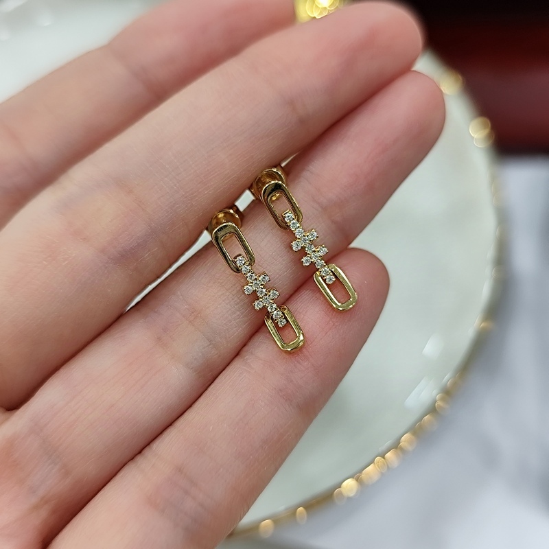 18K黃金鑽石長耳環