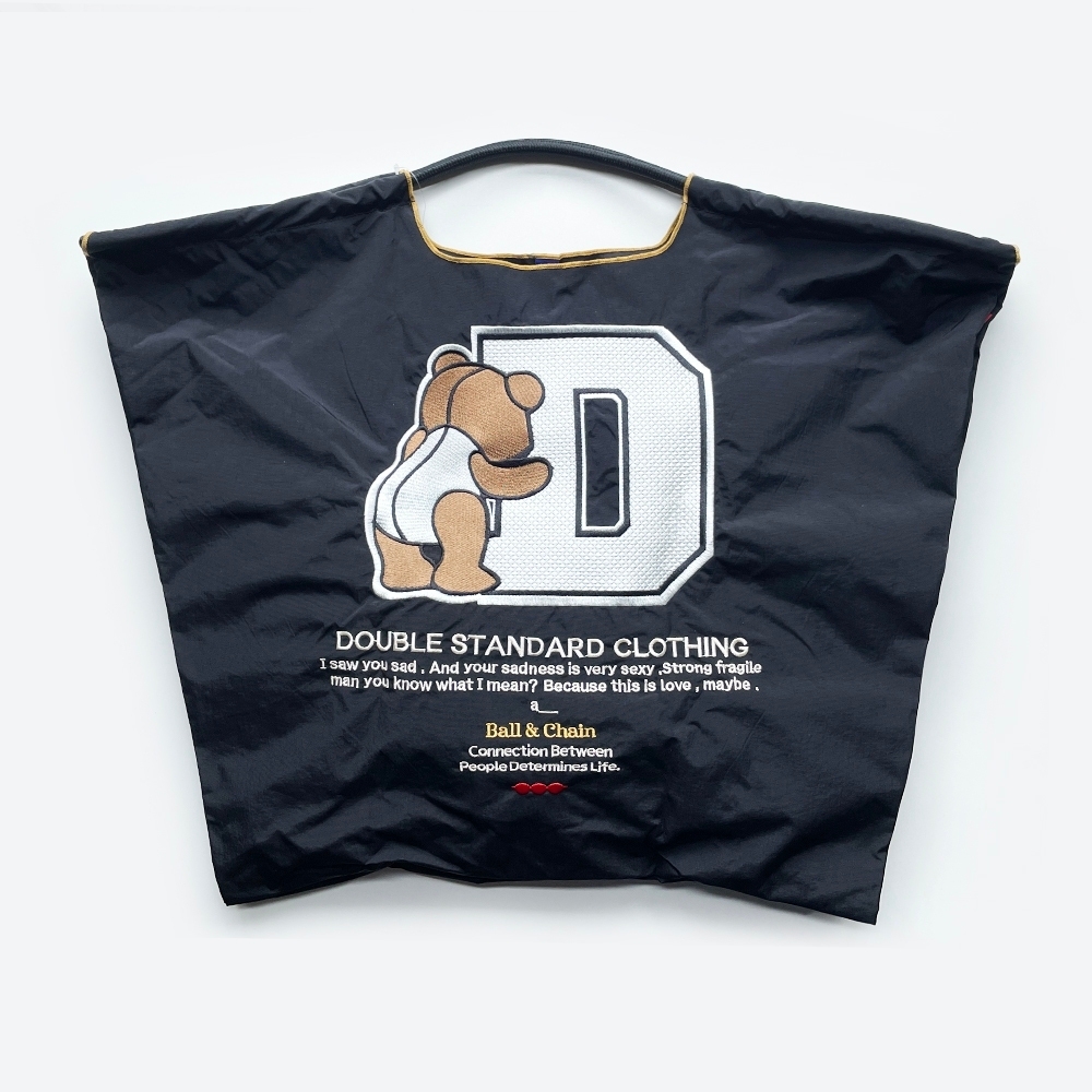 Ball＆Chain 刺繡環保購物袋 L號 - 黑 (040002122301)