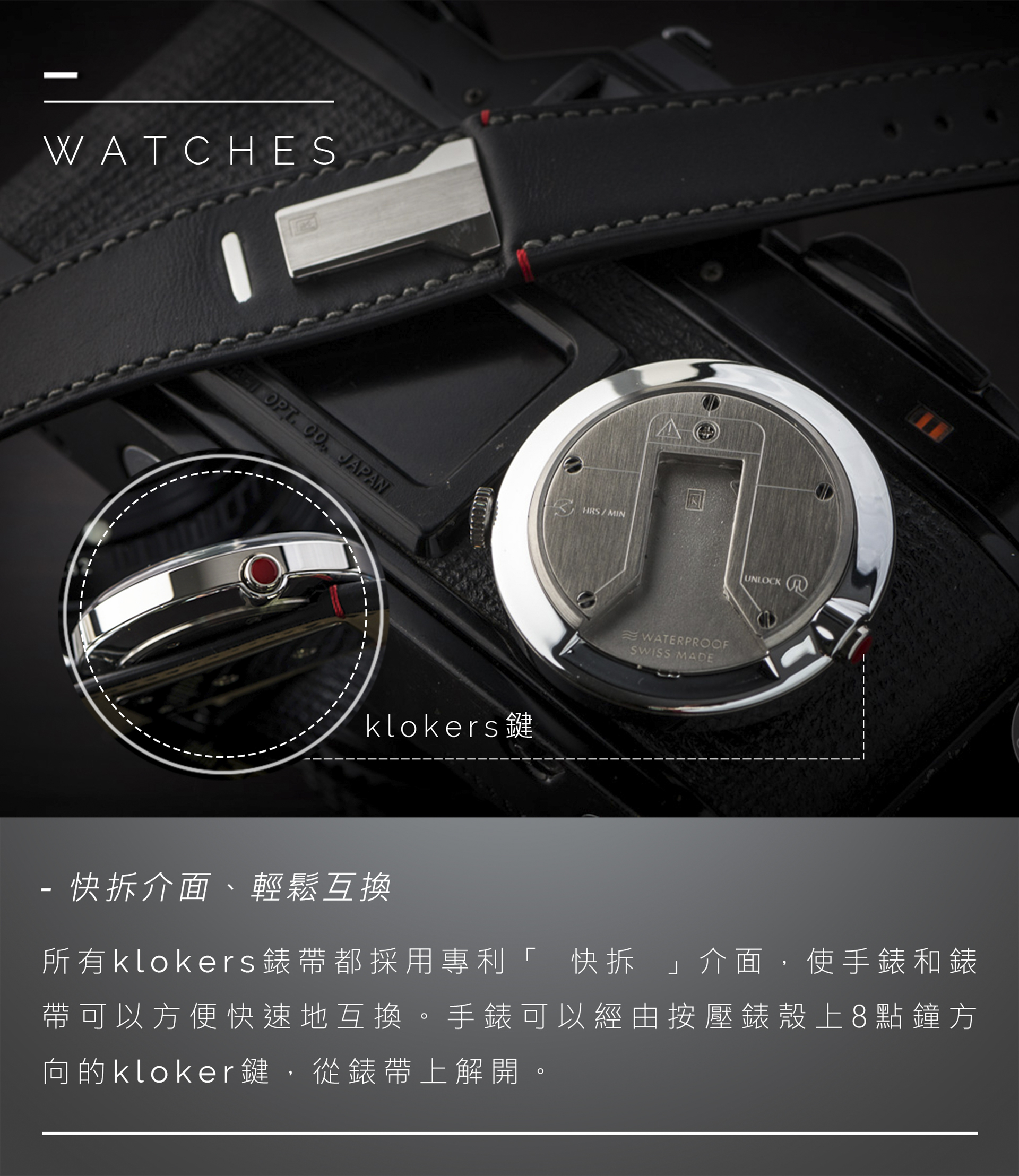 klokers庫克錶 KLOK-01-D2 灰色錶頭+單圈皮革錶帶