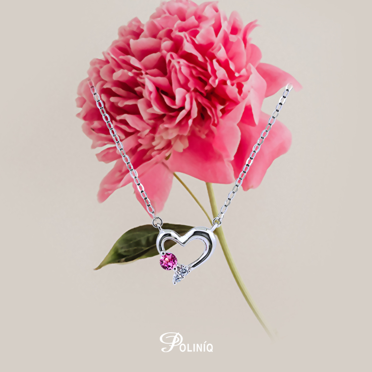 925純銀「Heart」彩鑽套鍊 (15吋+6.5公分延長鍊)-SCS0005