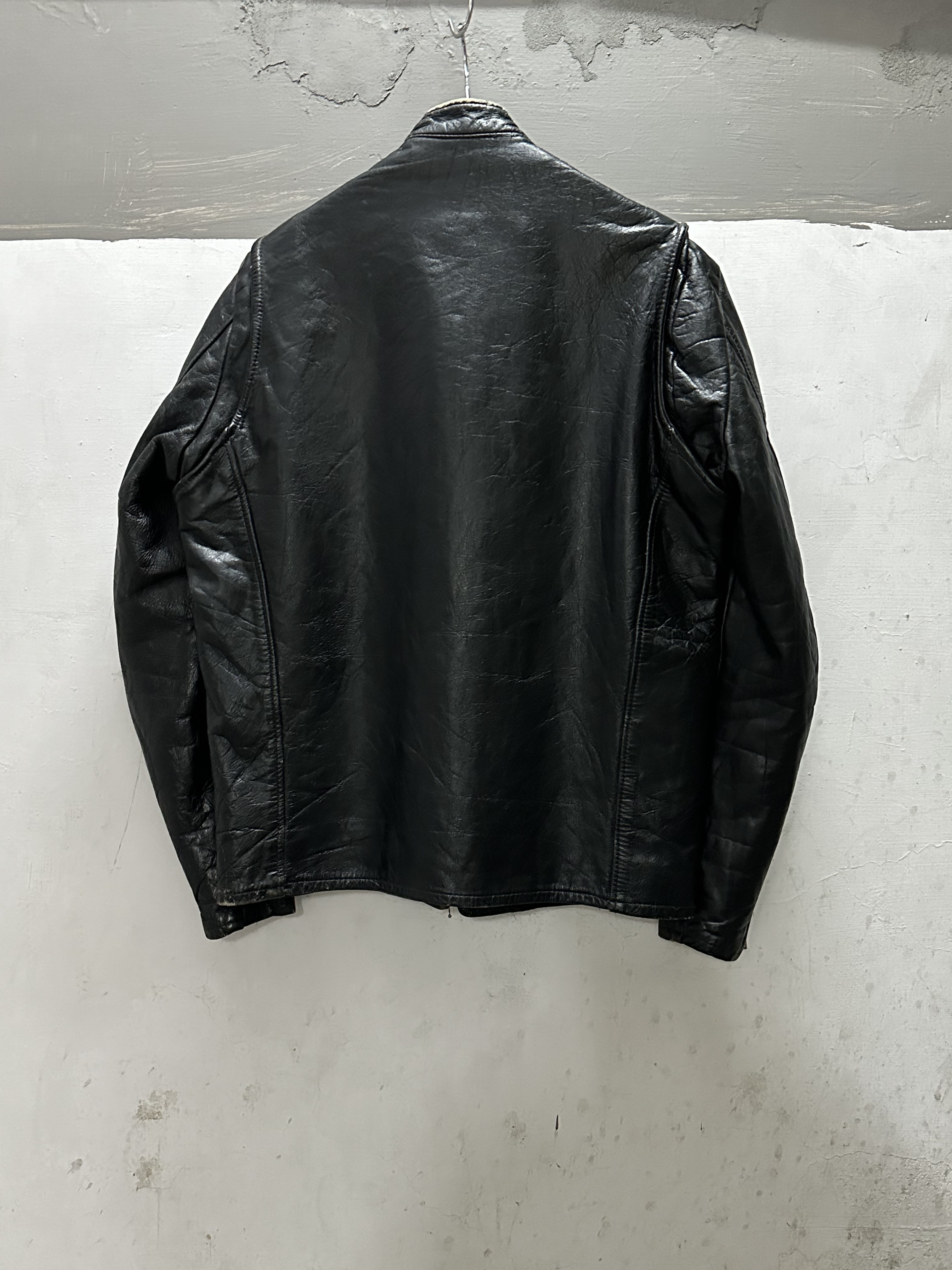 70s BEAU BREED Stand Collar Single Leather Jacket Made in USA