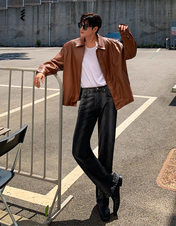 皮革拉鍊騎士外套