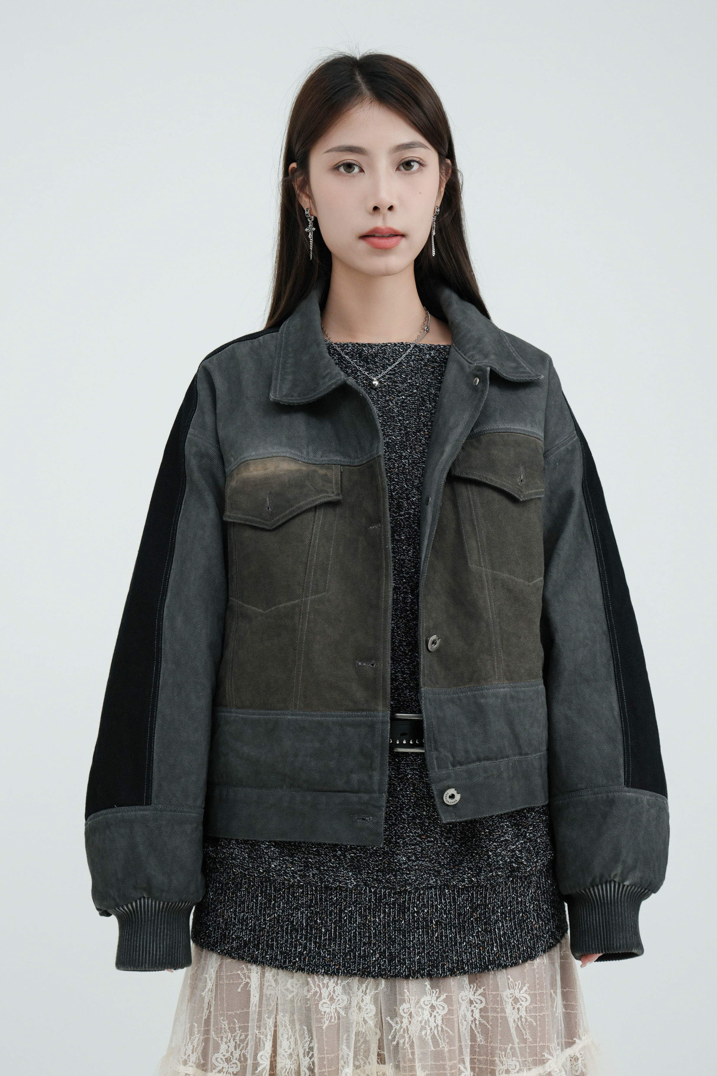 拼布間棉造舊洗水牛仔褸 (現貨款式）