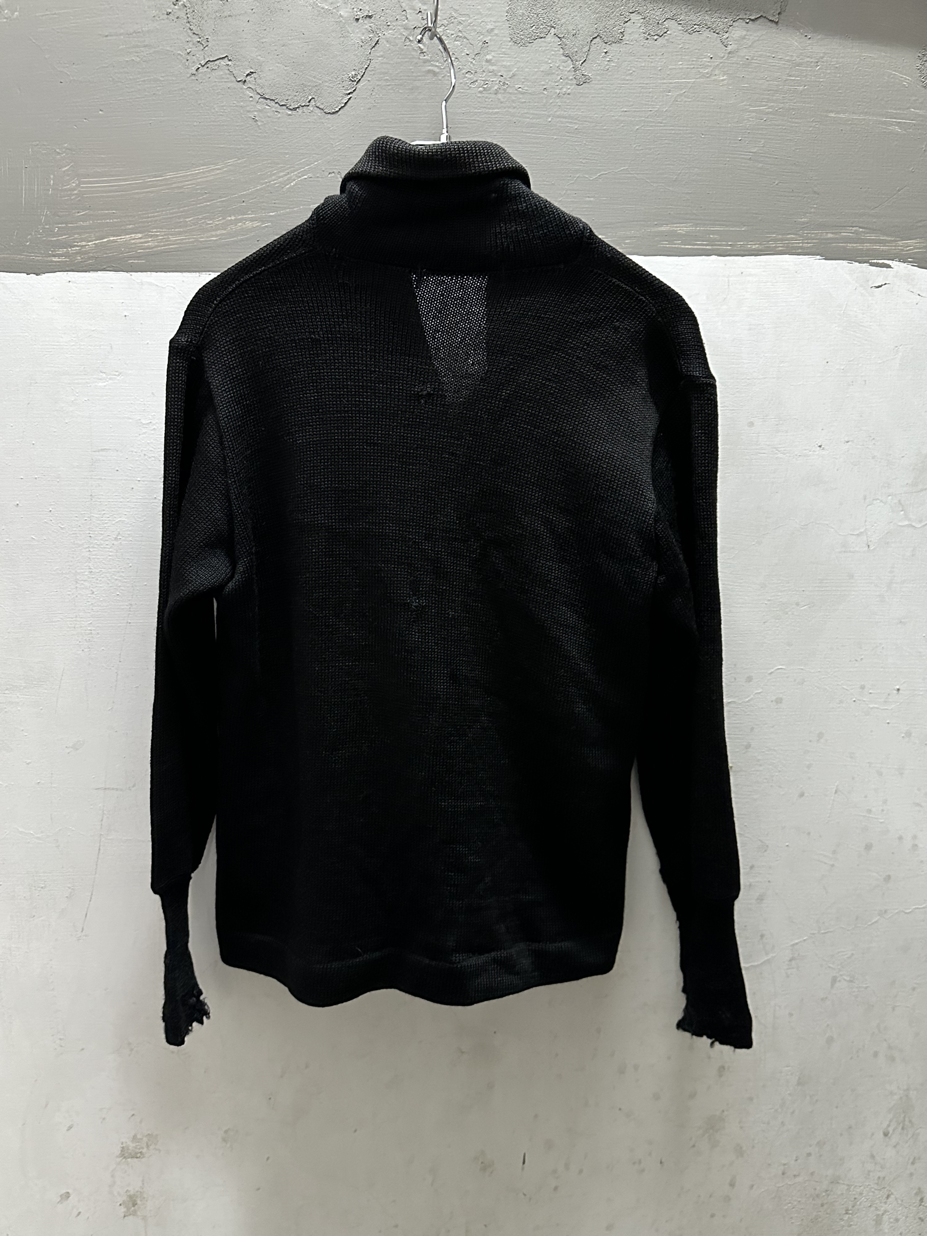 40s Black Shawl Collar Black High Gauge  School Cardigan