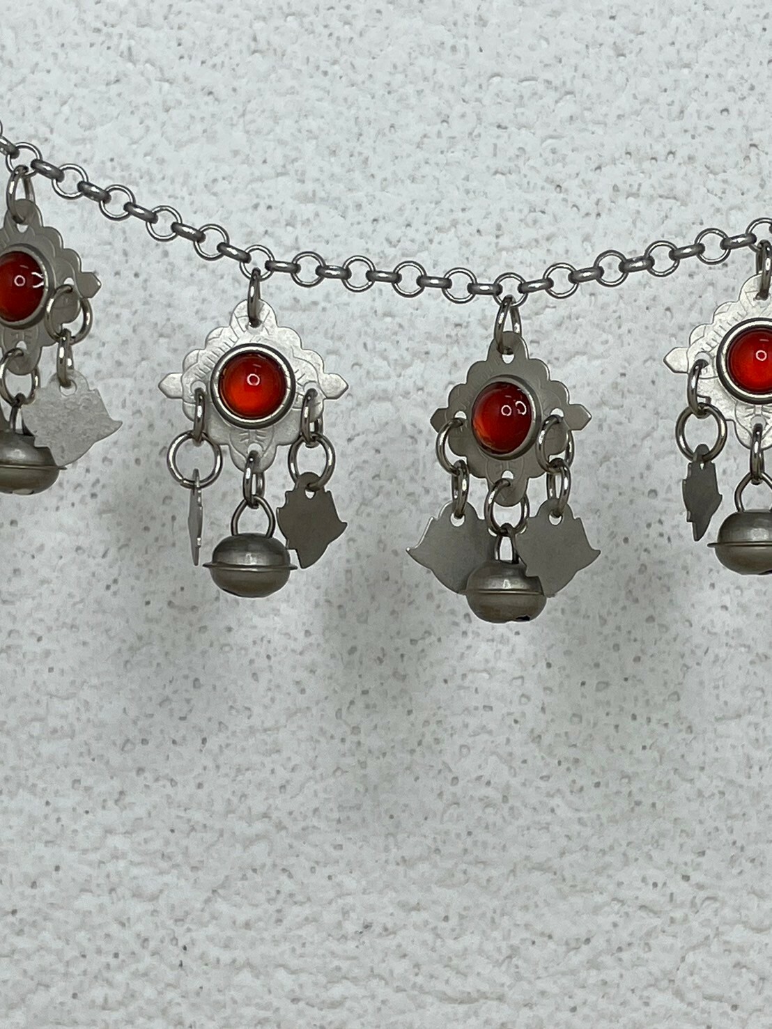 J23(短)-燻無焊接紅瑪瑙單層鈴鐺鏈條89cm