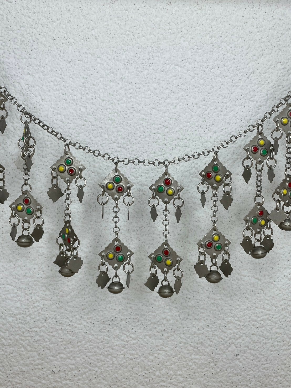 J25-燻無焊接紅黃綠雙層鈴鐺鏈條124cm