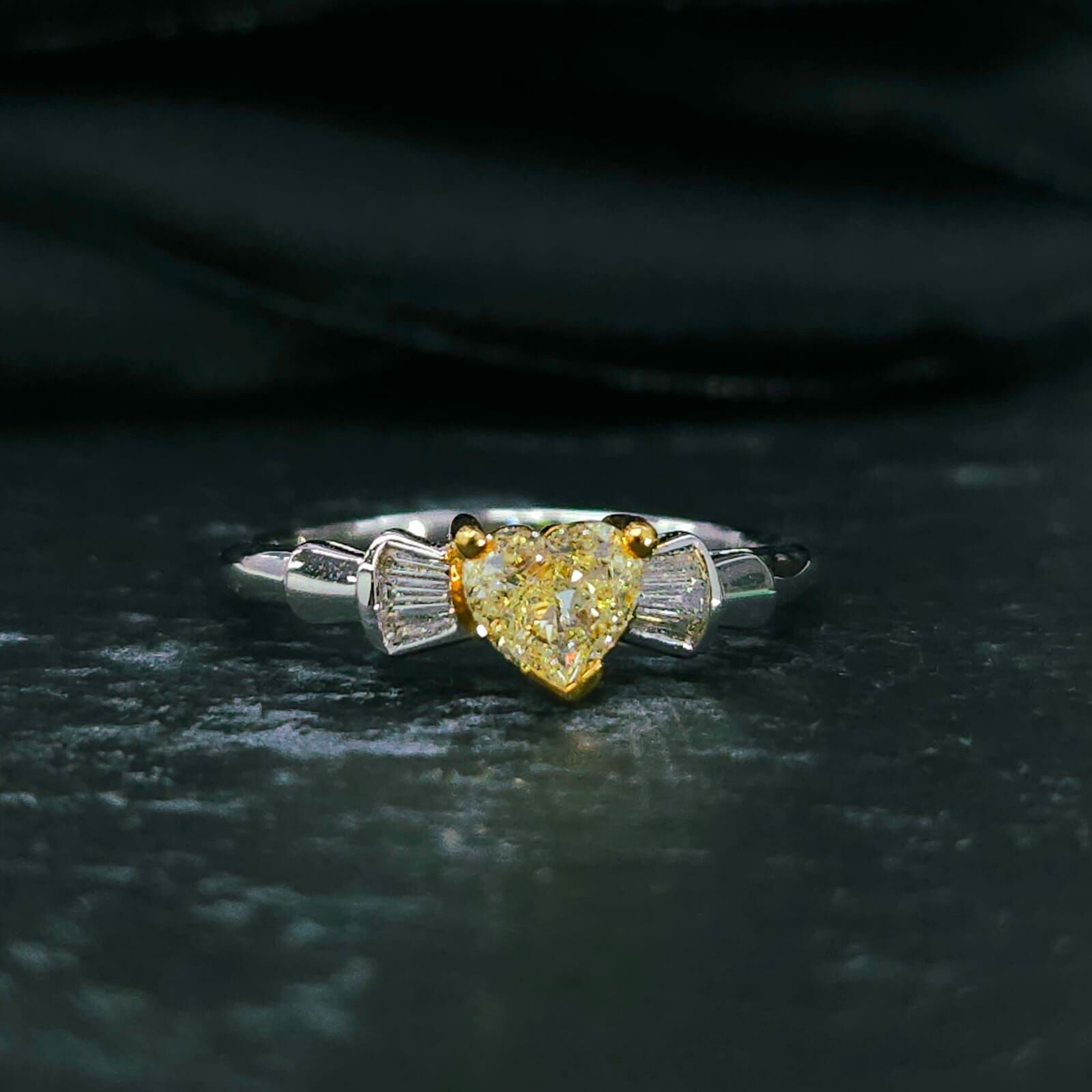 18K Gold 0.58ct Fancy Yellow Heart Shaped Diamond Ring