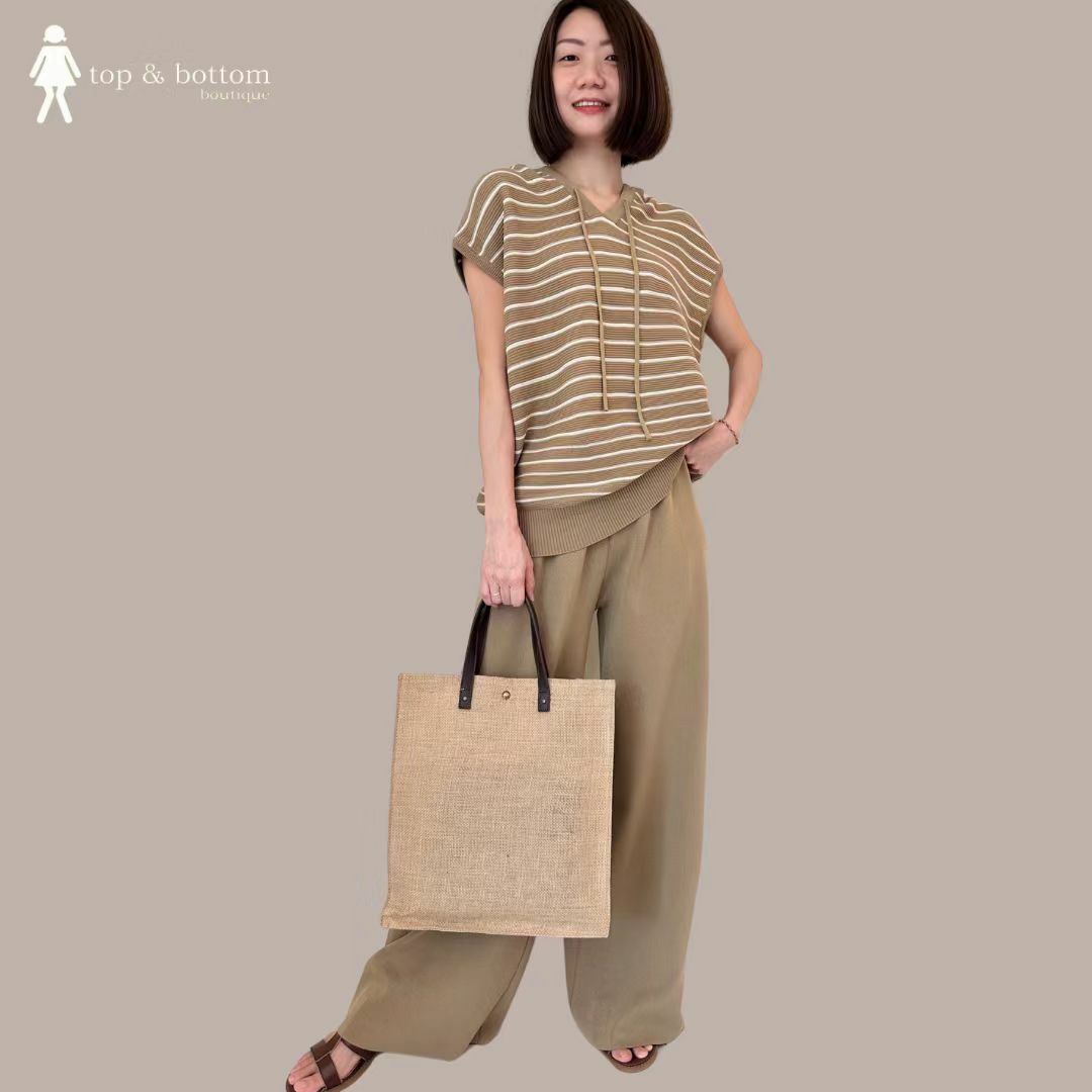 ELASTIC WAISTED KNIT WIDE LEG PANT