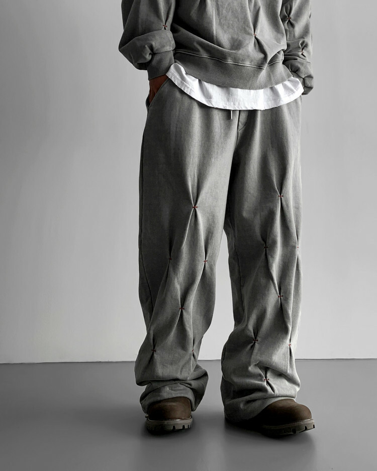 鑽石菱形水洗運動褲棉褲