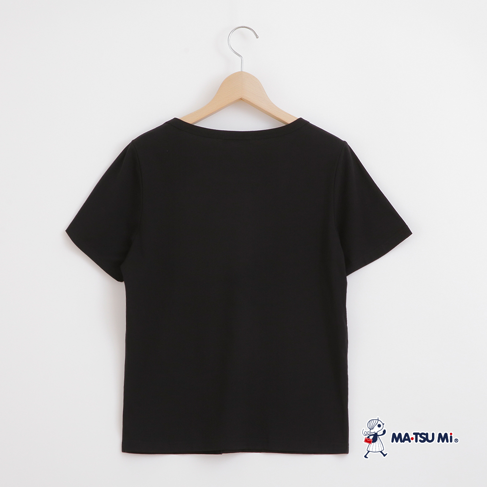 MA‧TSU Mi 簡約經典瑪娃刺繡短袖棉上衣(粉紅.黑)