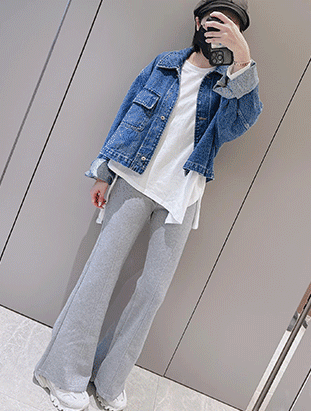 春夏新款/抽繩車線喇叭褲