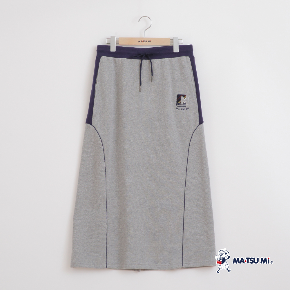 MA‧TSU Mi 休閒感跳色運動風棉料長裙(深灰.黑)