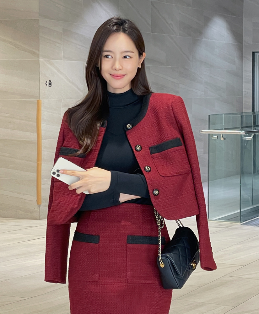 [現貨]Rowan 拚色香香套裝外套 [ 黑色 / Free ]