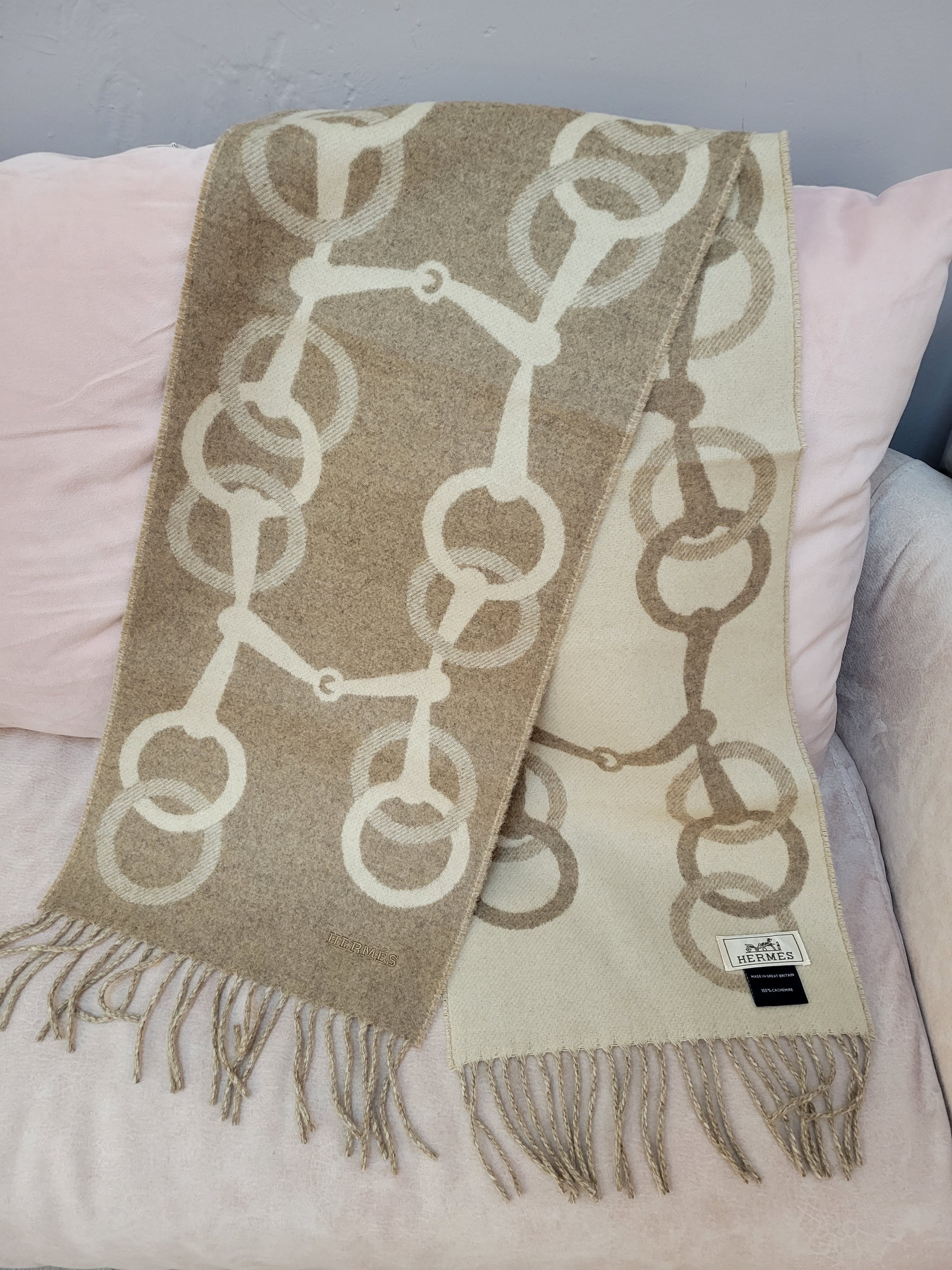 HERMES Any Mors muffler marron glacé / craie 頸巾 圍巾