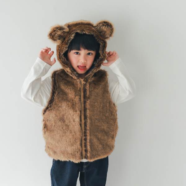 日本 nico hrat 毛茸茸 小熊保暖連帽背心 (120) 240961