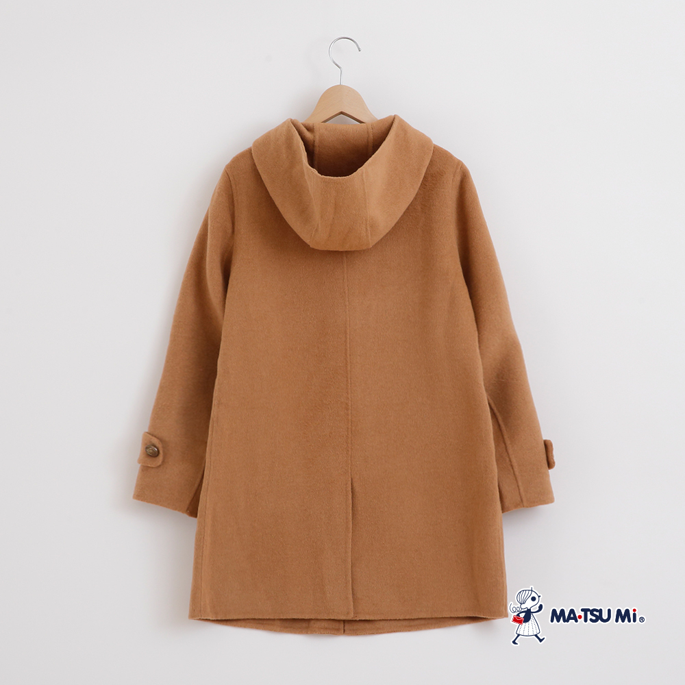 MA‧TSU Mi 毛呢連帽牛角釦大衣外套(卡.粉)