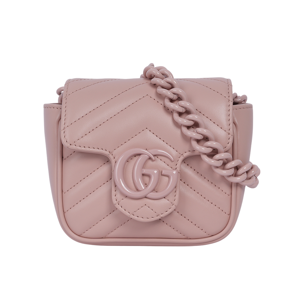 【GUCCI】GG Marmont 縫線皮革方胖腰包/肩背包 80cm