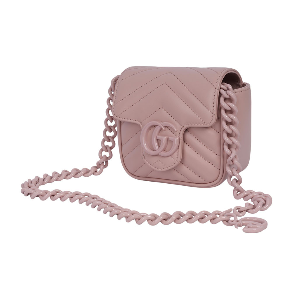 【GUCCI】GG Marmont 縫線皮革方胖腰包/肩背包 80cm (淺粉色)739599 UM8KV 5909